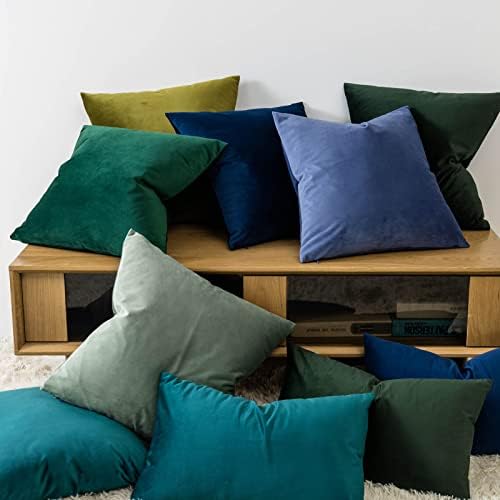 JUSPURBET 22x22 Decorative Velvet Throw Pillow Covers Set of 2,Peacock