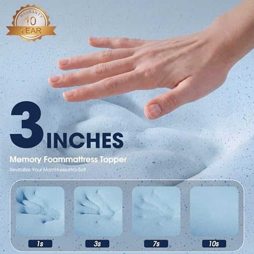 VALUXE 3 Inch Gel Memory Foam Mattress Topper Queen Size High Density