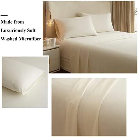 HighBuy Cream White Sheets Full Size Bedding Sheets & Pillowcases Set