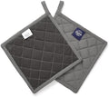 Encasa XO Pot Holders, Quilted Kitchen Hot Pads 8"x8" Grey