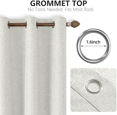 100% Blackout Curtains for Bedroom - Linen Textured Full Light