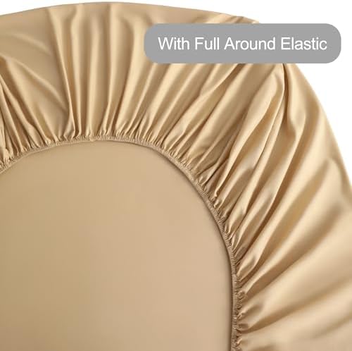 NTBAY Queen Microfiber Sheet Set, 3 Piece, 15 Inch Pocket, Light Taupe