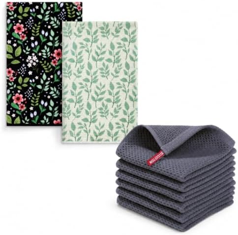 Homaxy Bundle: 100% Cotton Waffle Weave 12x12 Inches 6-Pack Dark Grey