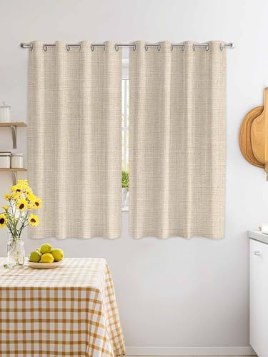 Cream Farmhouse Window Curtains 84 Inch Length, Vintage Country