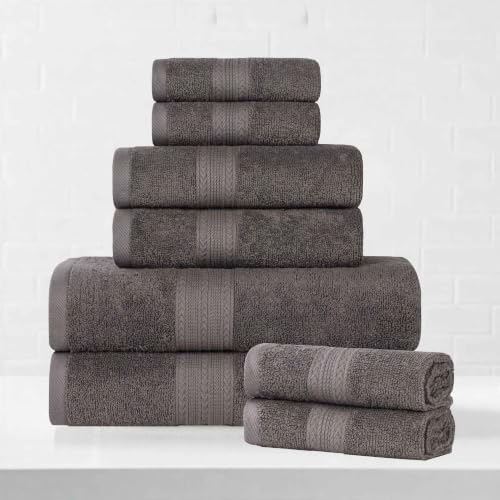SUPERIOR Eco-Friendly Cotton 8-Piece Towel Set, Bathroom, Shower