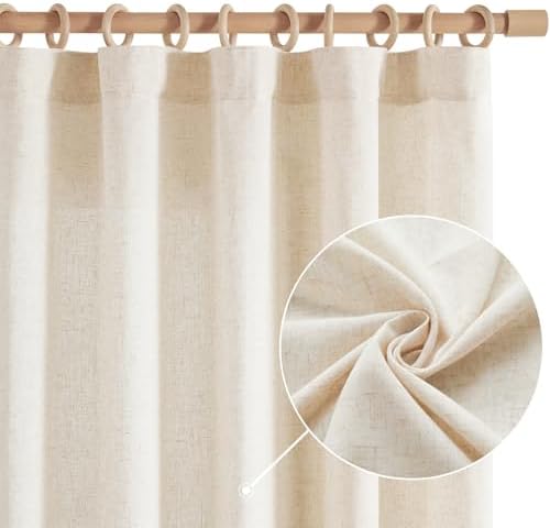 jinchan Linen Curtains Light Filtering Back Tab 50x84 Inch 2 Panels