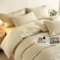 SheRest Cream Textured Duvet Cover Twin/Twin XL Size - 2 Pieces 145GSM
