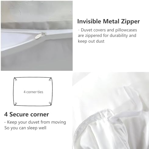 Gray Duvet Cover King Size Duvet Cover Set, with Watercolor Plant