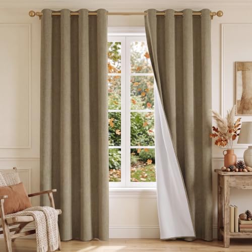 NICETOWN Extra Long Hazelnut Brown Blackout Curtains W52xL96, 2 Panels