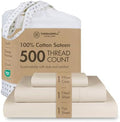 Threadmill 500 Thread Count Cotton Twin Sheet Set, Sateen, Beige