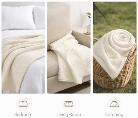 Waffle Knit Blanket for Queen Size Cooling Comfort Soft and Breathable