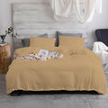 Taupe Color Decorative Coconut Button Closure 3-PCs Duvet Cover Set