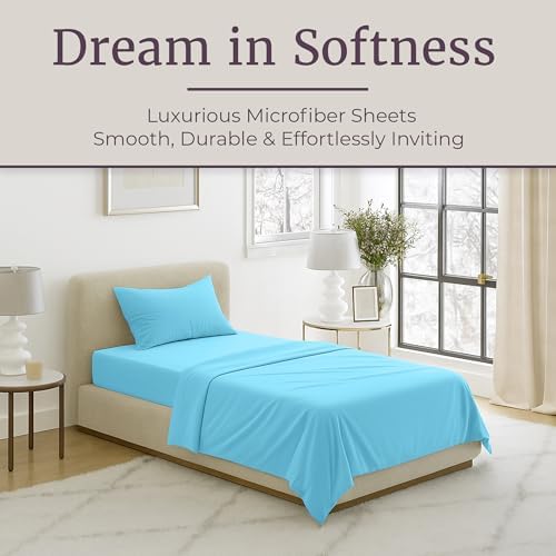 Brushed Microfiber Sheet Set- 3 Piece Bed Linens-Fitted & Flat Sheets