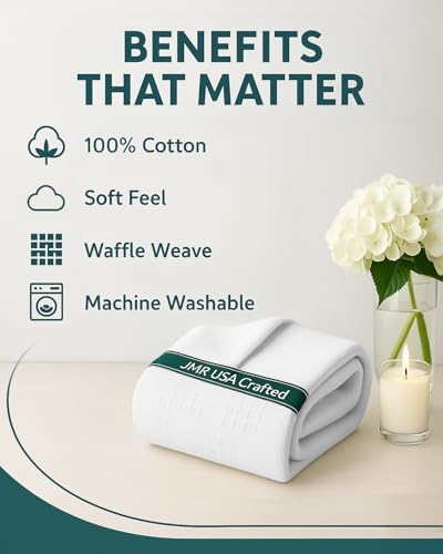 JMR 100% Cotton Waffle Blanket King Size - Lightweight Waffle Weave
