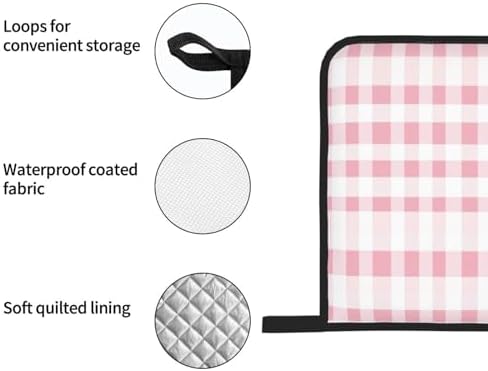 Oven Mitts Pink Gingham Aesthetic Heat Resistant Silicone Oven Mitts