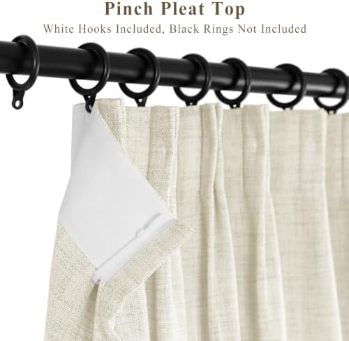 120in Long Linen Light Filtering Curtains 2 Panels 50"Wx120L Beige