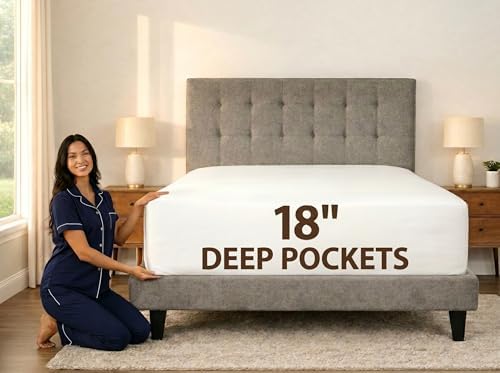 California King Viscose Bamboo Fitted 3-PC 1000-TC 18" Deep - Light