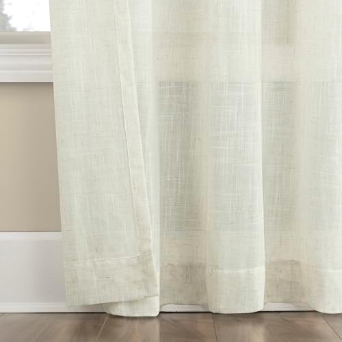 No. 918 Lennox Linen Blend Sheer Tab Top Curtain Panel, Linen, 50" W x