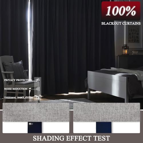 Fcosie 72" Wx63 L 100% Blackout Curtains for Bedroom Faux Linen Drapes