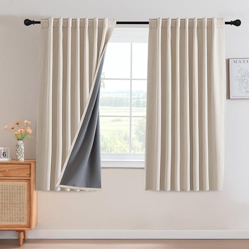 H.VERSAILTEX Upgraded 100% Blackout Curtains 63 Inches Long Back Tab