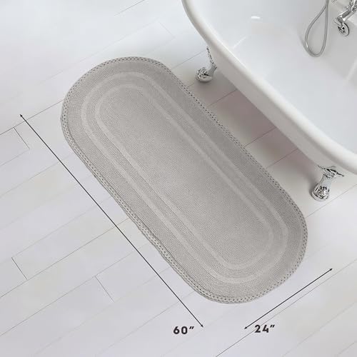 Laura Ashley Camilla 100% Cotton Oval Bath Mat with Crochet Border