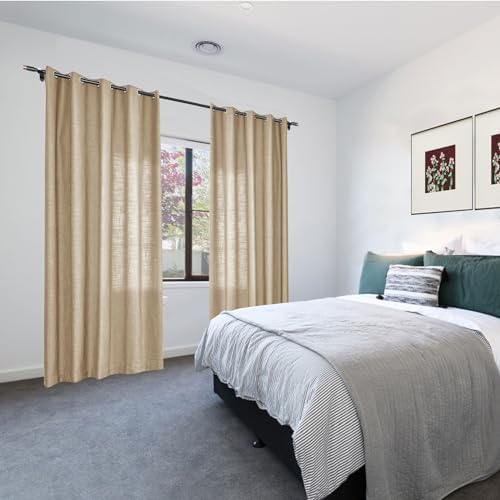 Frelement Linen Light Filtering Curtains 96 Inches Long Bronze Grommet