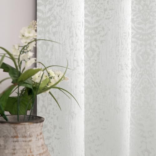 Off White Curtains 84 Inches Long for Bedroom Grommet Tone on Tone