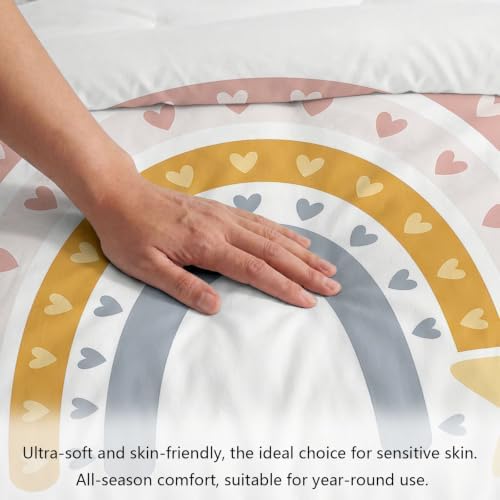 King Duvet Cover Set Soft Microfiber Nordic Countries Rainbow
