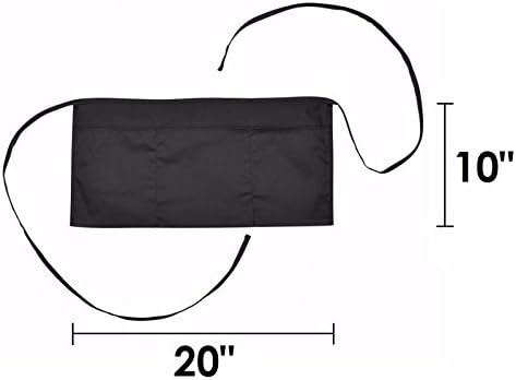 Waist Apron with 3 Pockets Poly Cotton Commercial Restaurant Home Bib