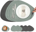 Faux Leather Placemats Set of 6, Dual Sided with Drink Coasters