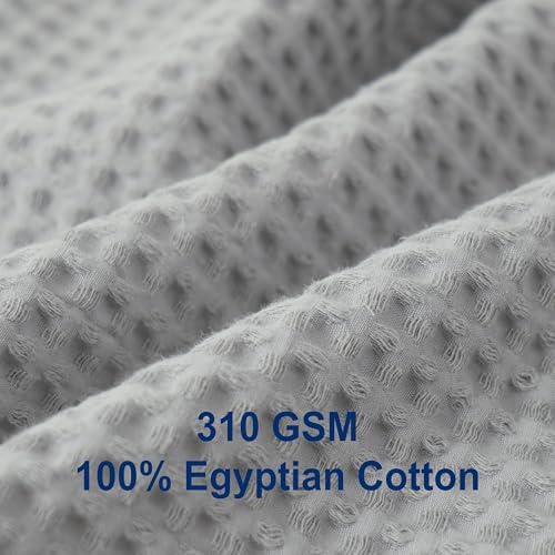 3Pcs 100% Egyptian Cotton Waffle Duvet Cover Set Queen 90 x 90, Gray