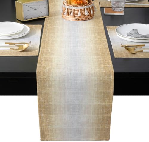 Modern Fabric Texture Table Runner and Placemats Set of 6 Farmhouse