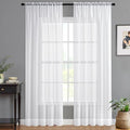 MIULEE Semi White Linen Textured Sheer Curtains 42W×84L Rod Pocket 2