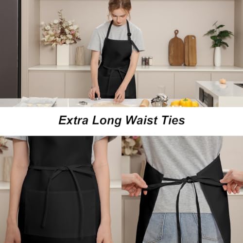 15-Pack Adult Aprons for Women Men, Adjustable Strap, 2 Pockets