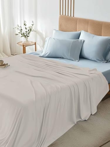 Cal King Size Flat Sheet Only, Light Gray Solid Color Bed Top Sheet