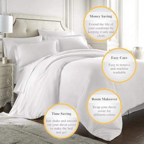 100% Supima Cotton Duvet Cover Set, 3 Pieces 400-TC Luxury Soft