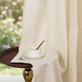 100% Pure Linen Rod Pocket with Pinstripe Curtains, 52 x 84 Inch