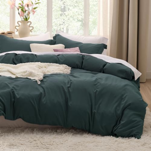 Bedsure Prewashed Oversized King Duvet Cover, Cotton-Like Set, Forest