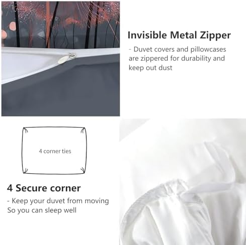 Minimalist Style Plant Dandelion Duvet Cover, Grey Microfiber Bedding