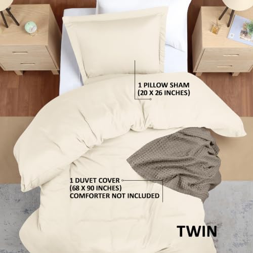Duvet Cover Twin/Twin XL, 2 PC Cotton Like Polyester, Zipper Closure