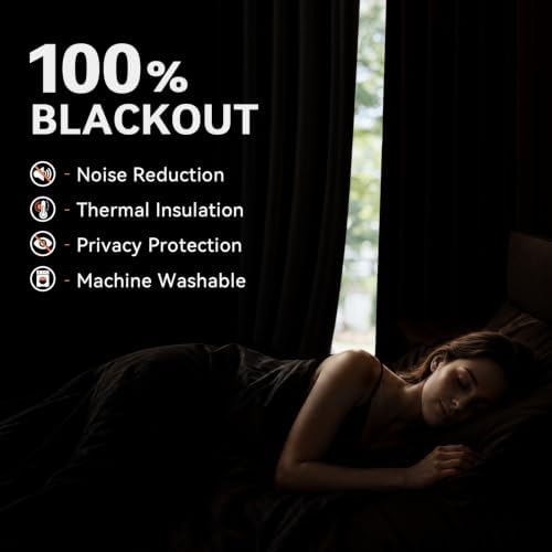 100% Blackout Linen Curtains 96 Inch Long 2 Panels Set, Dark Brown