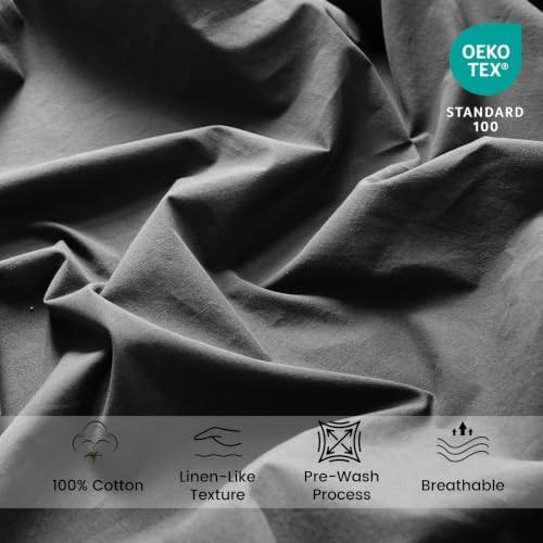 BISELINA Deep Pocket Fitted Sheet 100% Washed Cotton King Size, Fits