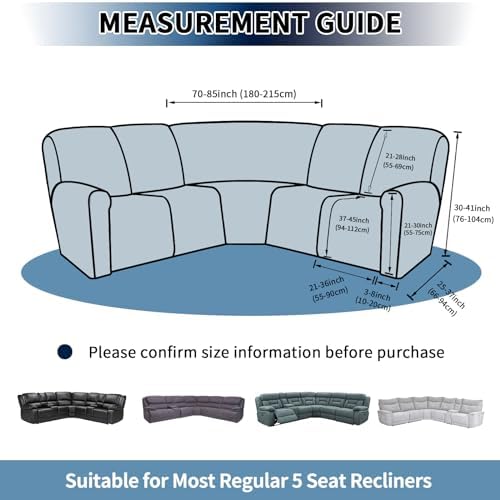 PureFit 7-Pieces Sectional Sofa Covers, Large L Shape Recliner Couch