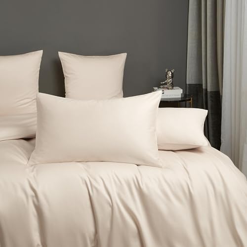 100% Long Staple Cotton Twin Duvet Cover Set Cream for Hot Sleepers