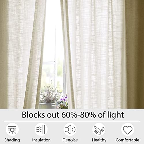 Macochico Extra Long Curtains 120 inch Length Light Filtering Linen
