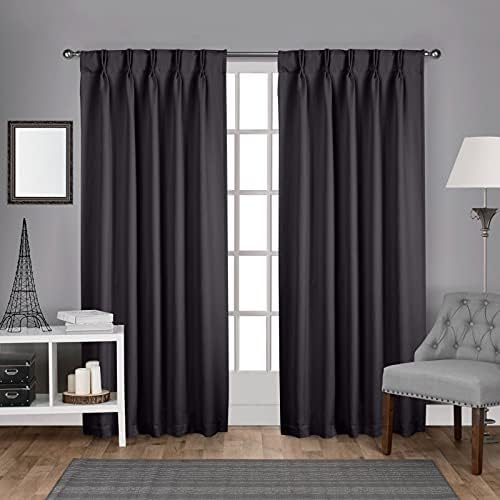 EXCLUSIVE HOME Sateen Twill Woven Room Darkening Blackout Pinch