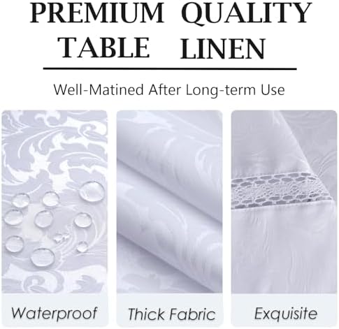 EHouseHome Heavy Duty Fabric Tablecloth with White