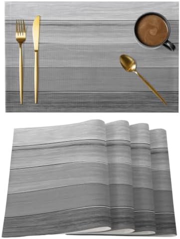 Grey Wooden Grain Placemats Set of 6 Vintage Grey Farmhouse Rustic