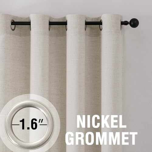 H.VERSAILTEX Extra Long Linen Curtains 108 Inch for Living Room, Pale