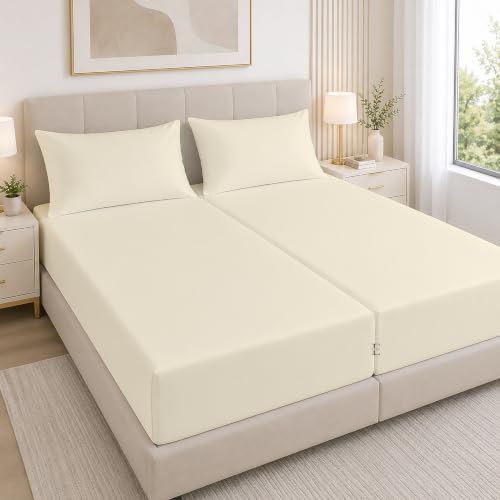 EDMUND®️ - Split King Size Sheets Set - 100% Cotton Split (39x80 Inch)